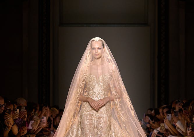 fashion clothing dress formal wear gown wedding wedding gown bridal veil person