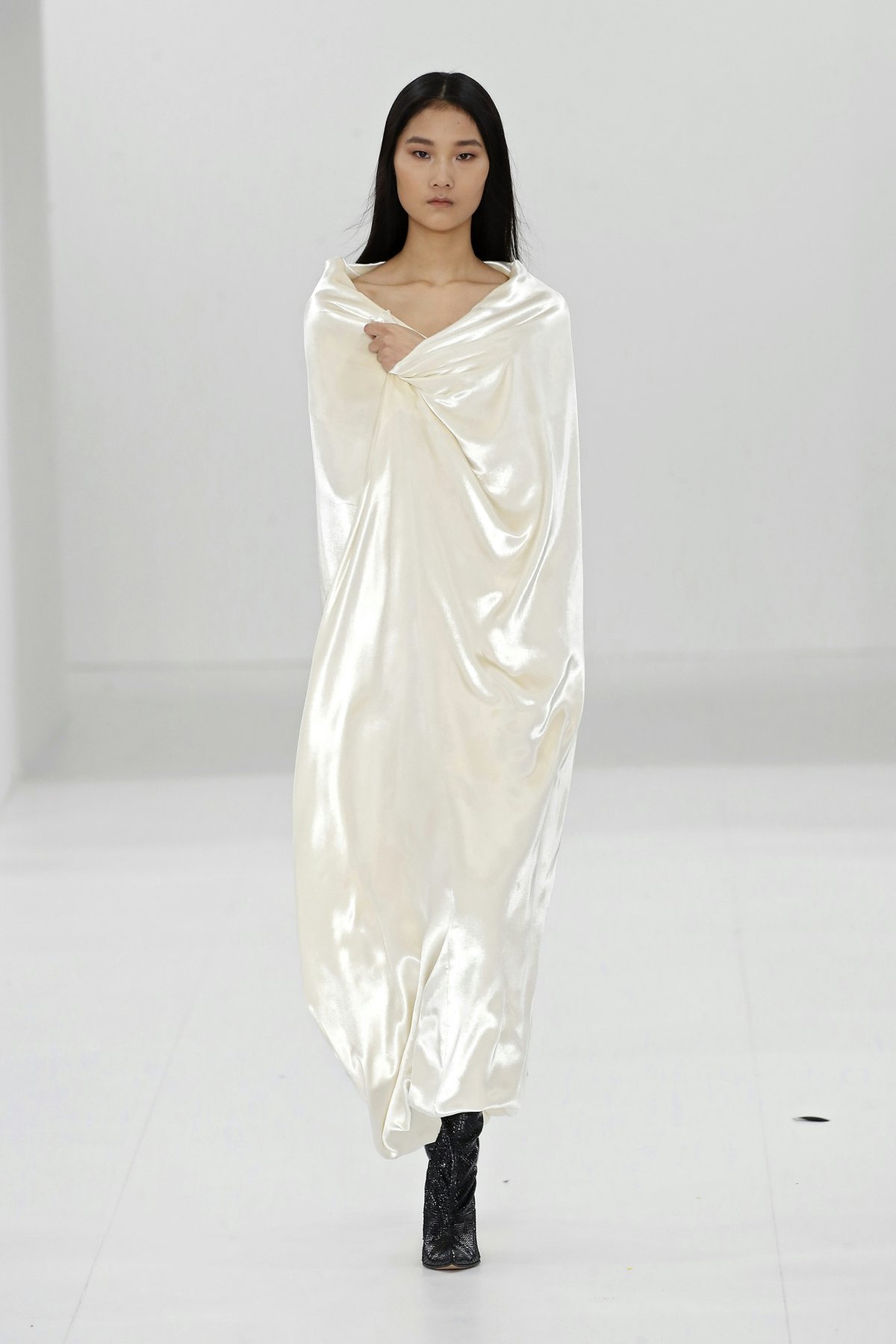 paris fashion clothing dress adult female person woman cape formal wear gown