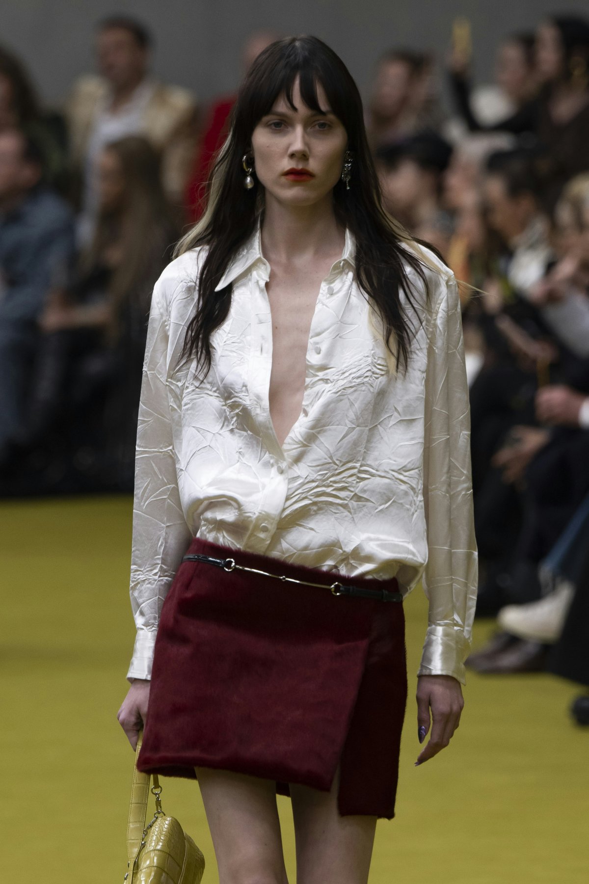 milan blouse skirt long sleeve fashion adult female person woman miniskirt shoe