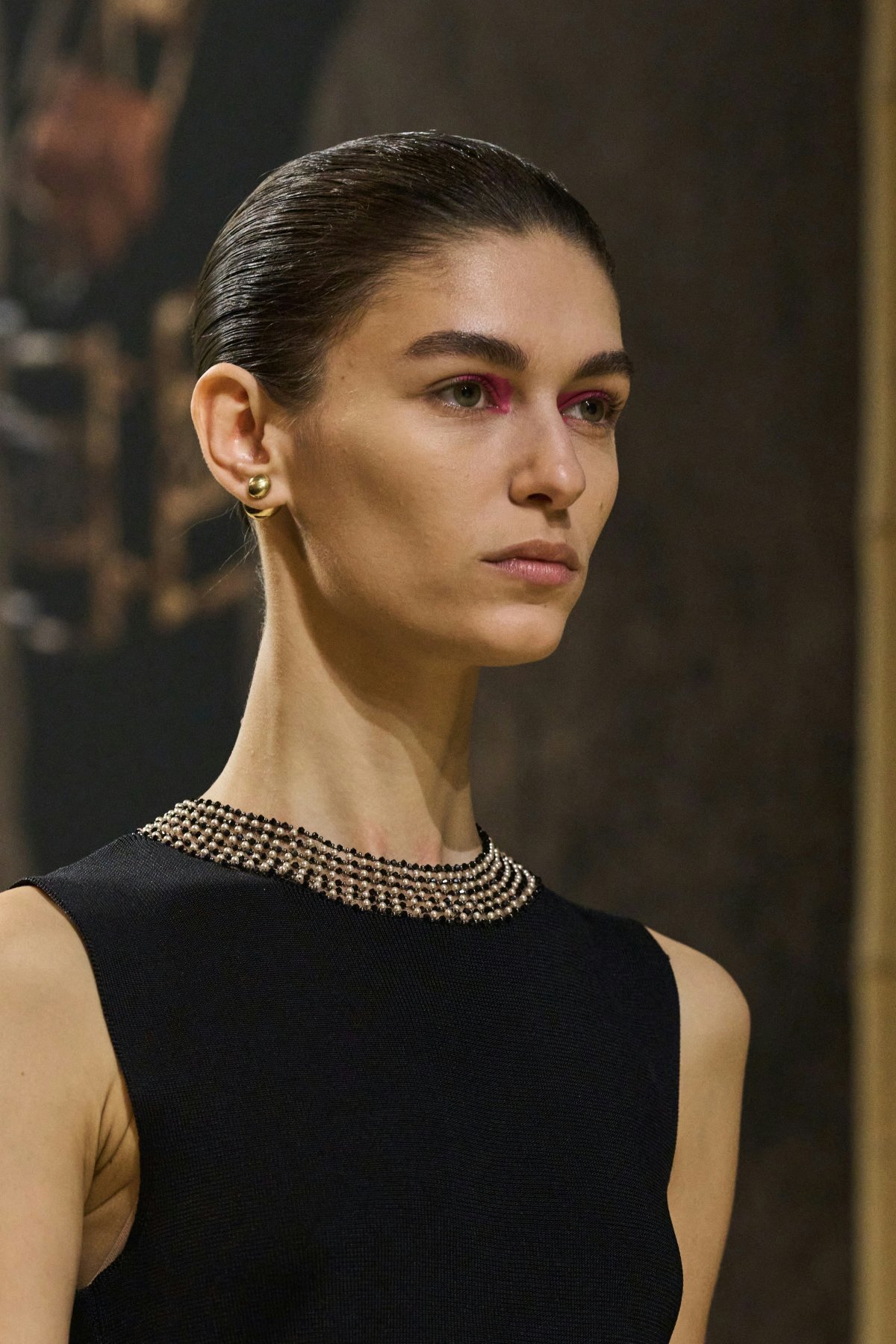 face head neck person adult female woman necklace portrait hair