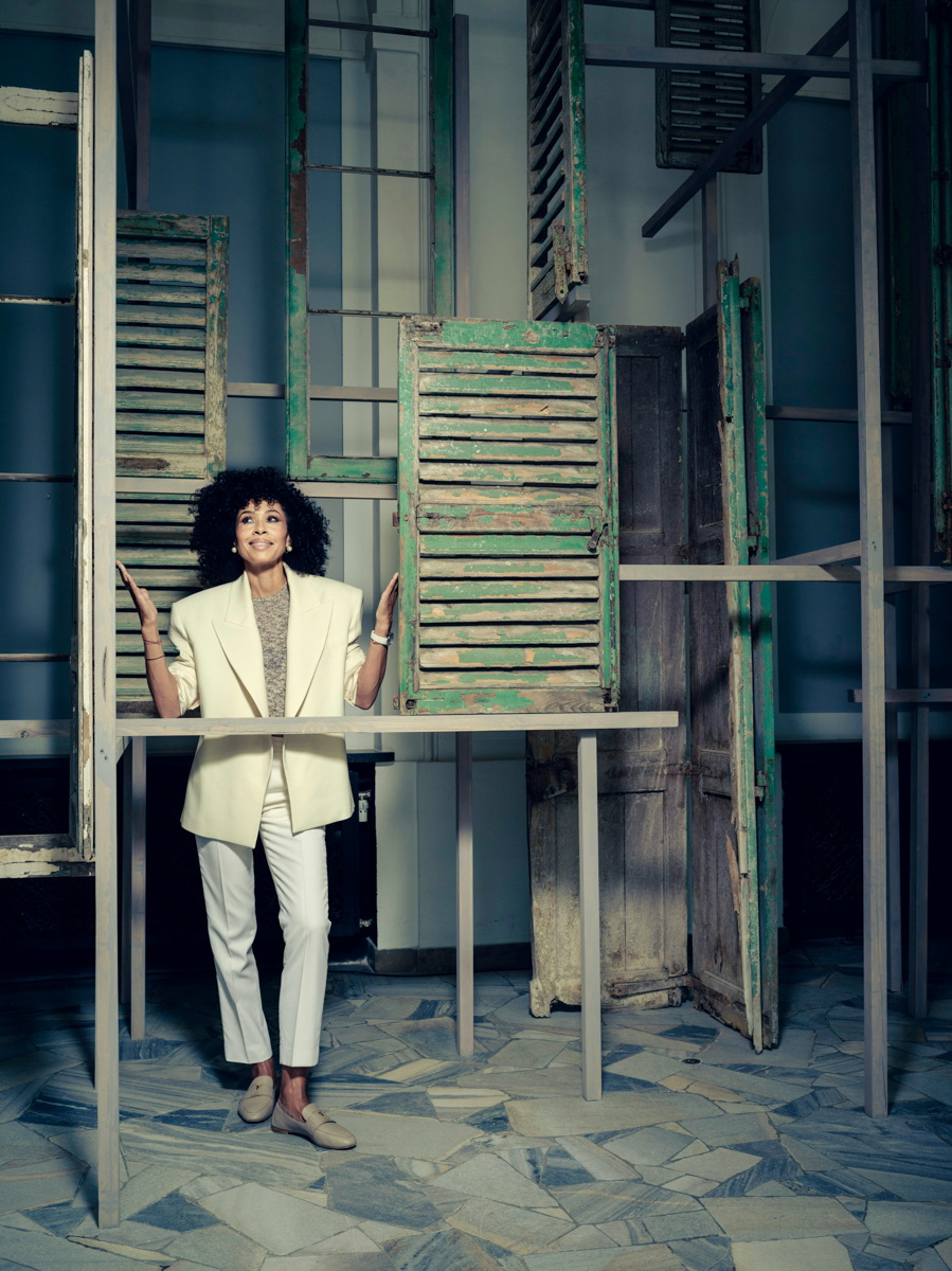 floor flooring person smile pants walkway flagstone adult male man