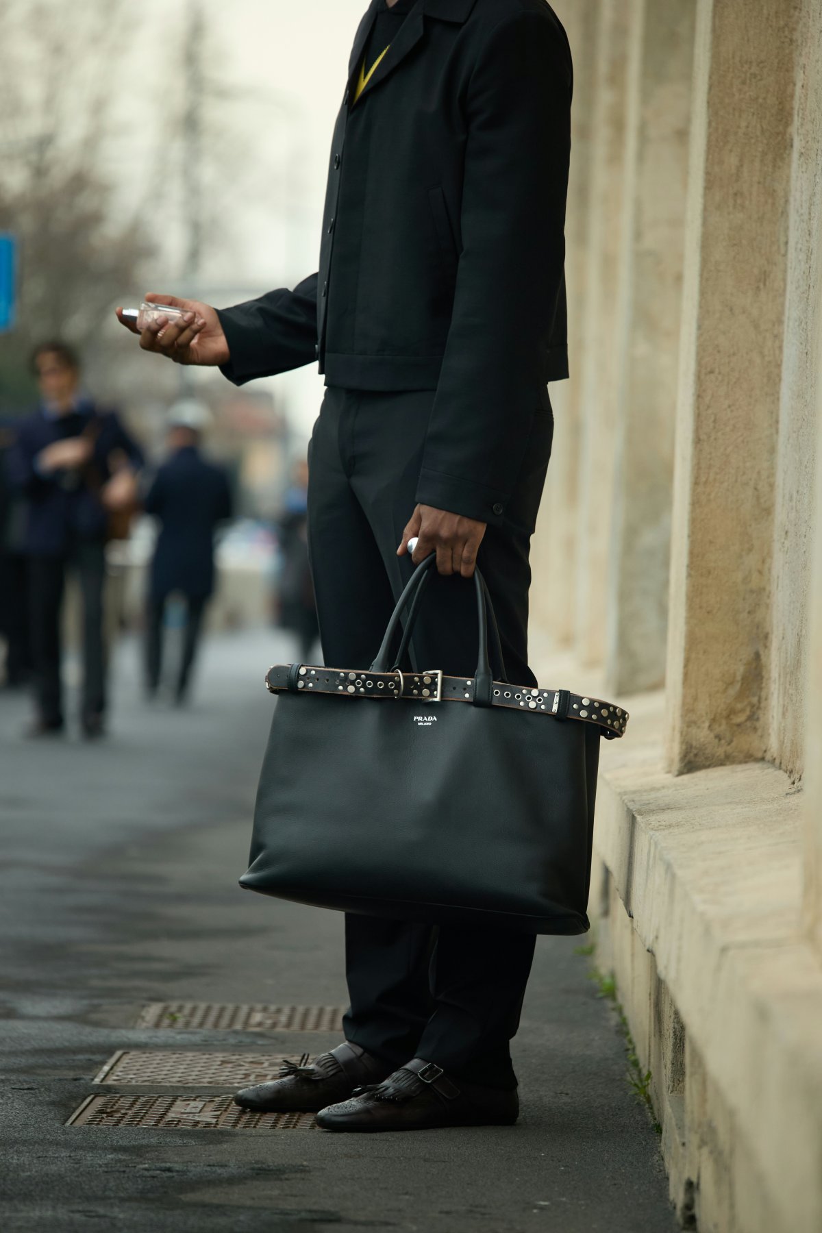 accessories bag handbag coat finger person purse adult male man