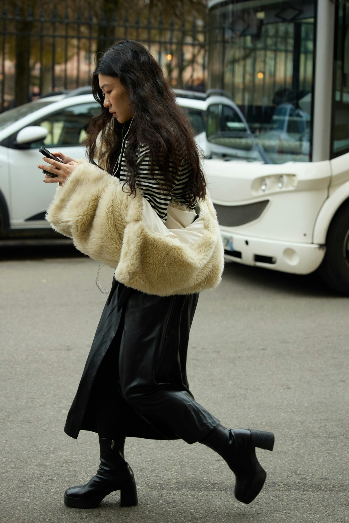 clothing coat high heel shoe adult female person woman wheel car