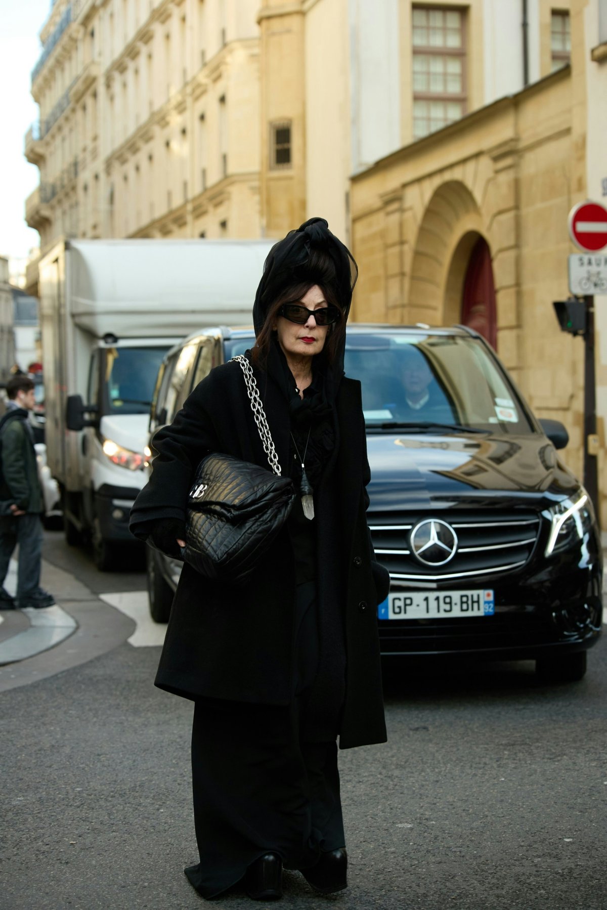 coat handbag adult female person woman portrait traffic light purse fashion