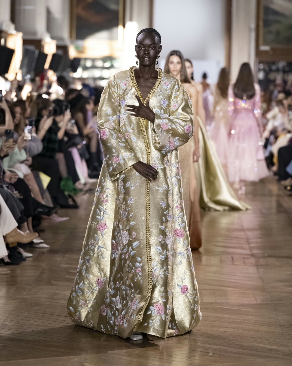 fashion show haute couture summer 2025 paris clothing dress formal wear fashion gown evening dress lady person floor flooring