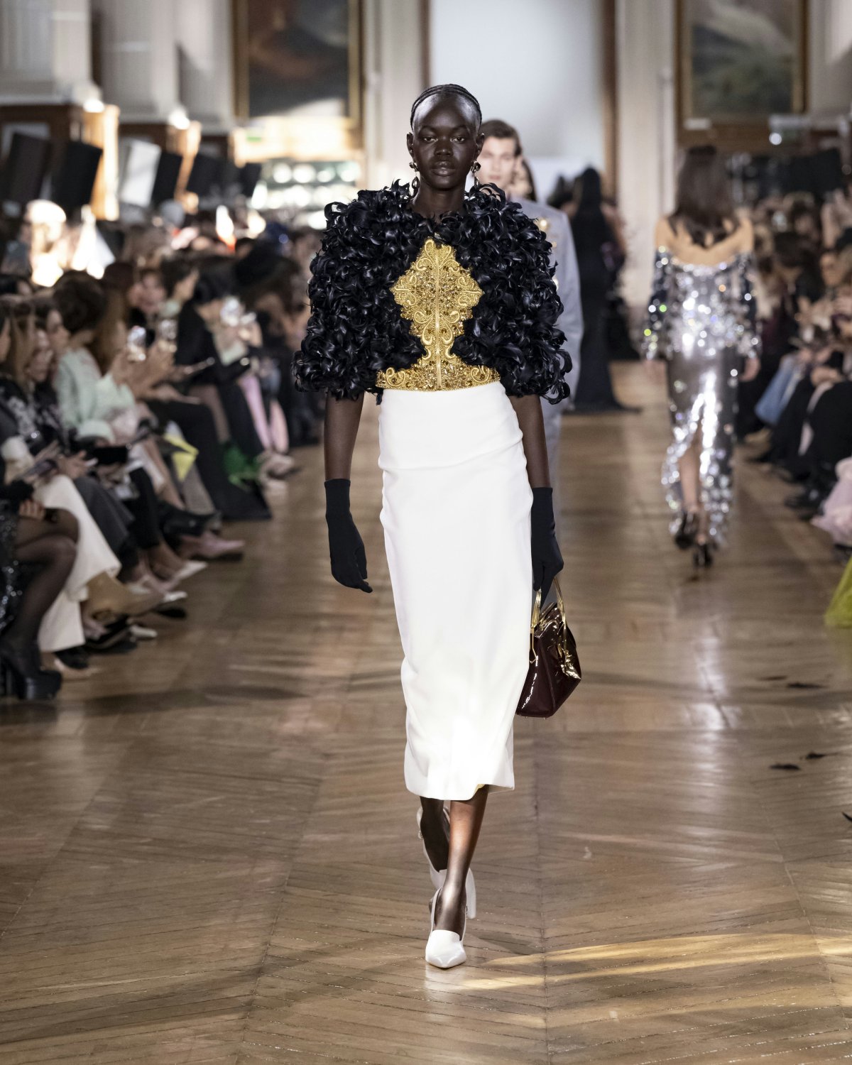 fashion show haute couture summer 2025 paris clothing glove skirt person accessories bag handbag fashion footwear shoe