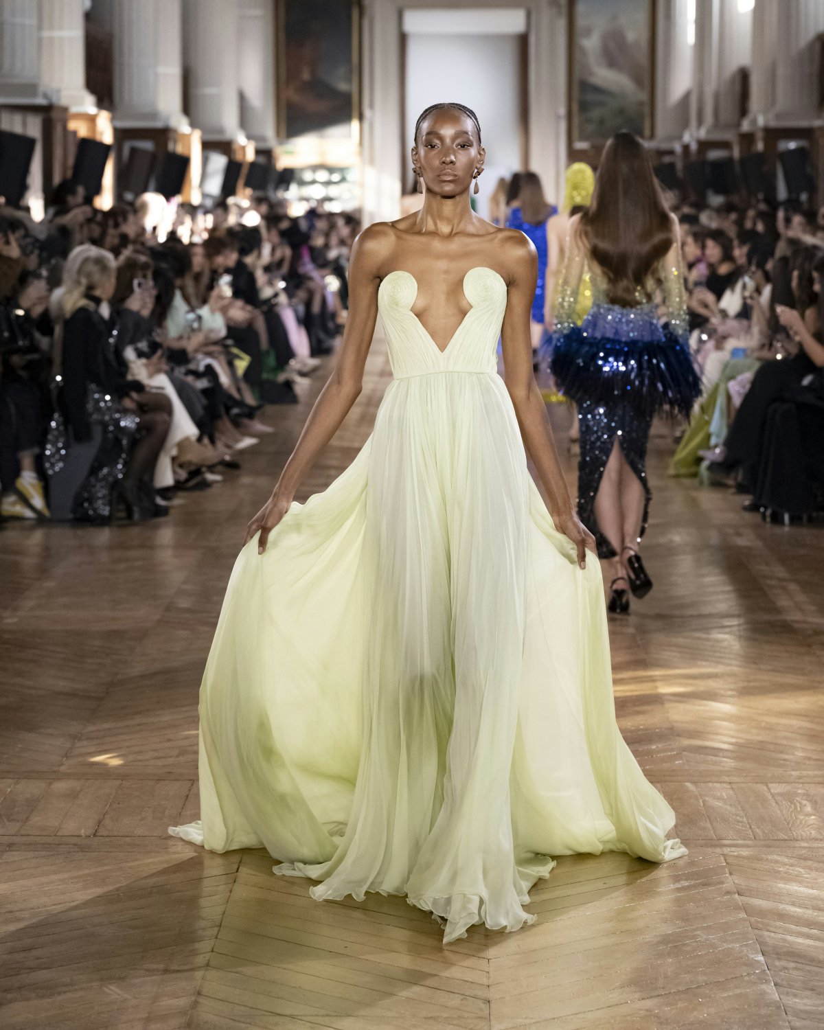 fashion show haute couture summer 2025 paris dress evening dress formal wear fashion adult female person woman gown child