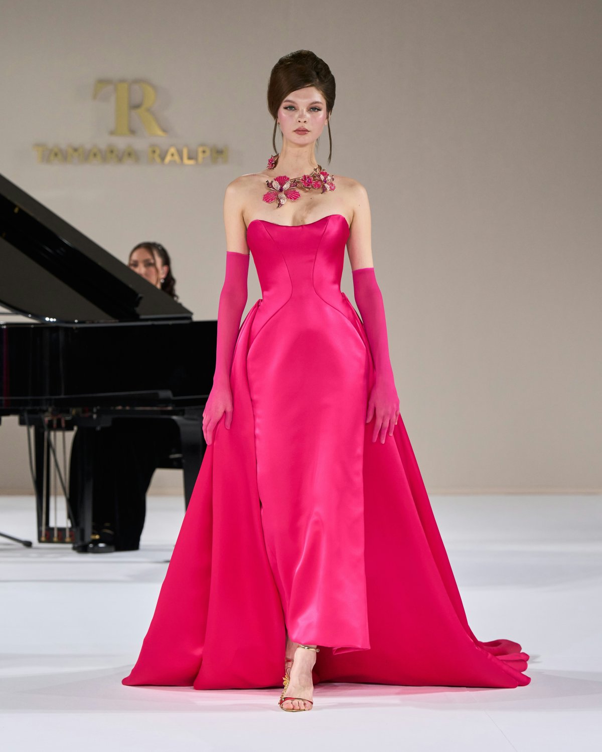 dress evening dress formal wear fashion gown piano adult female person woman