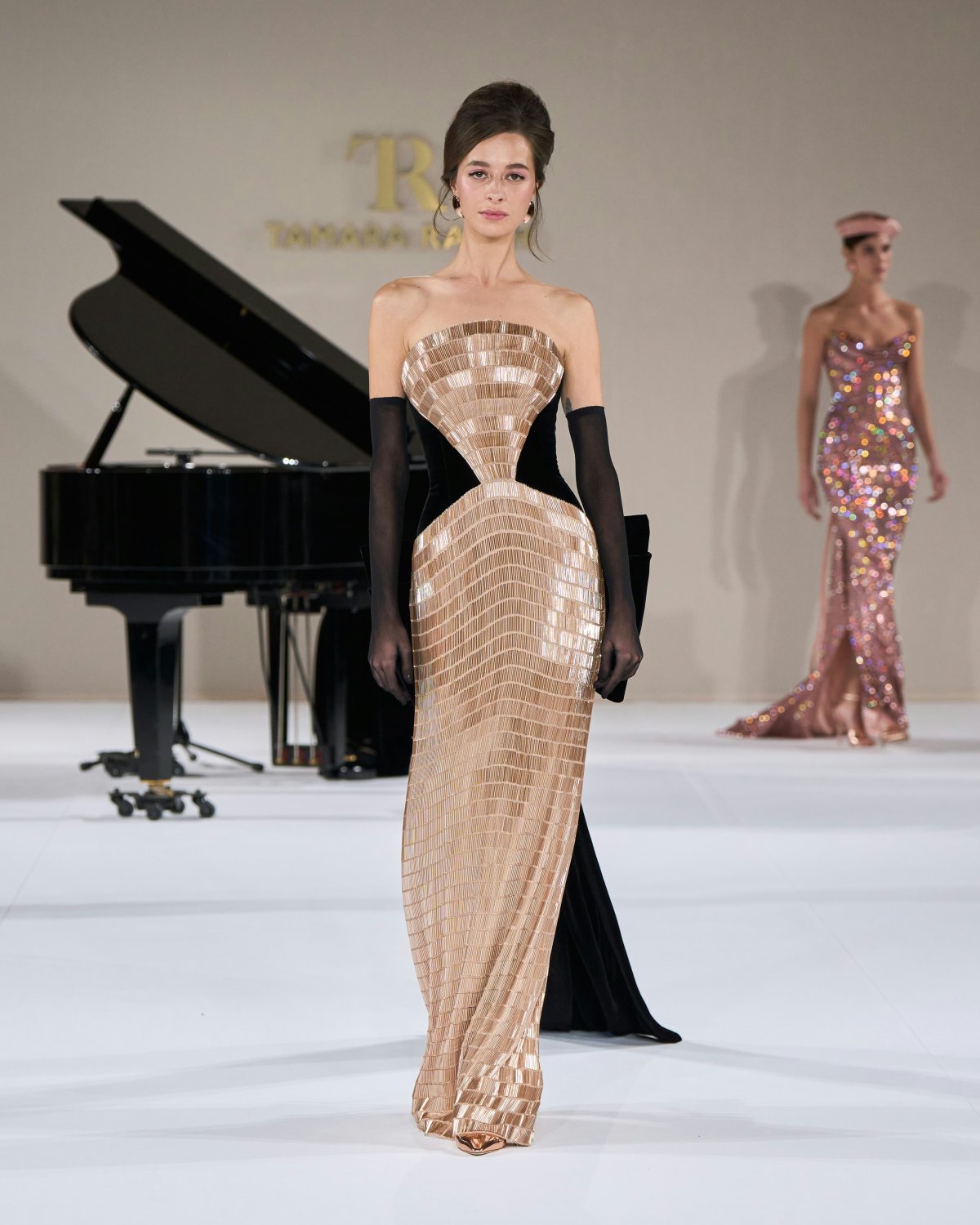 dress evening dress formal wear fashion piano adult female person woman gown