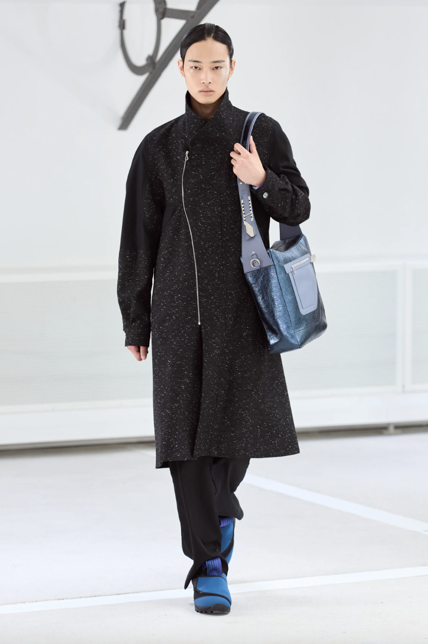 clothing coat bag handbag fashion long sleeve adult male man person