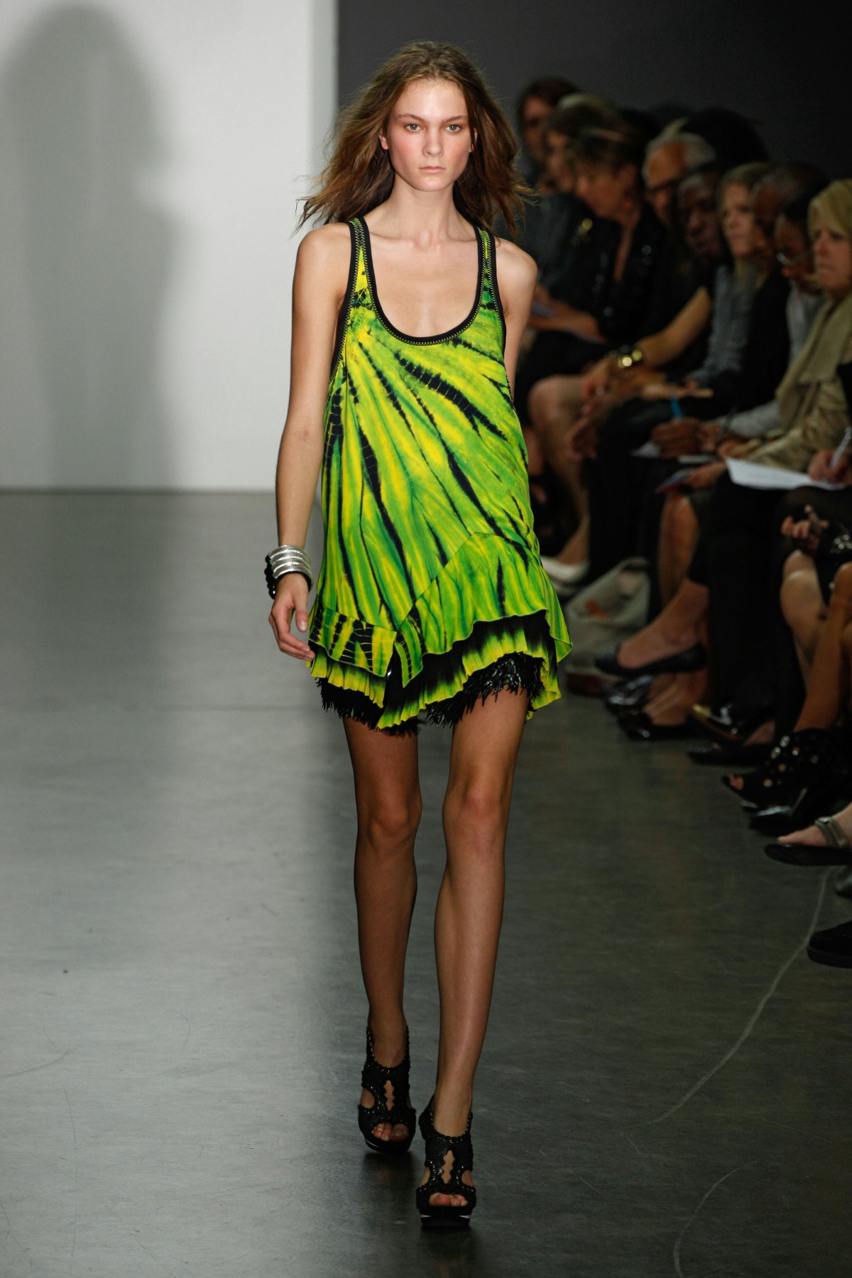 fashion new york adult female person woman dress high heel shoe sandal runway