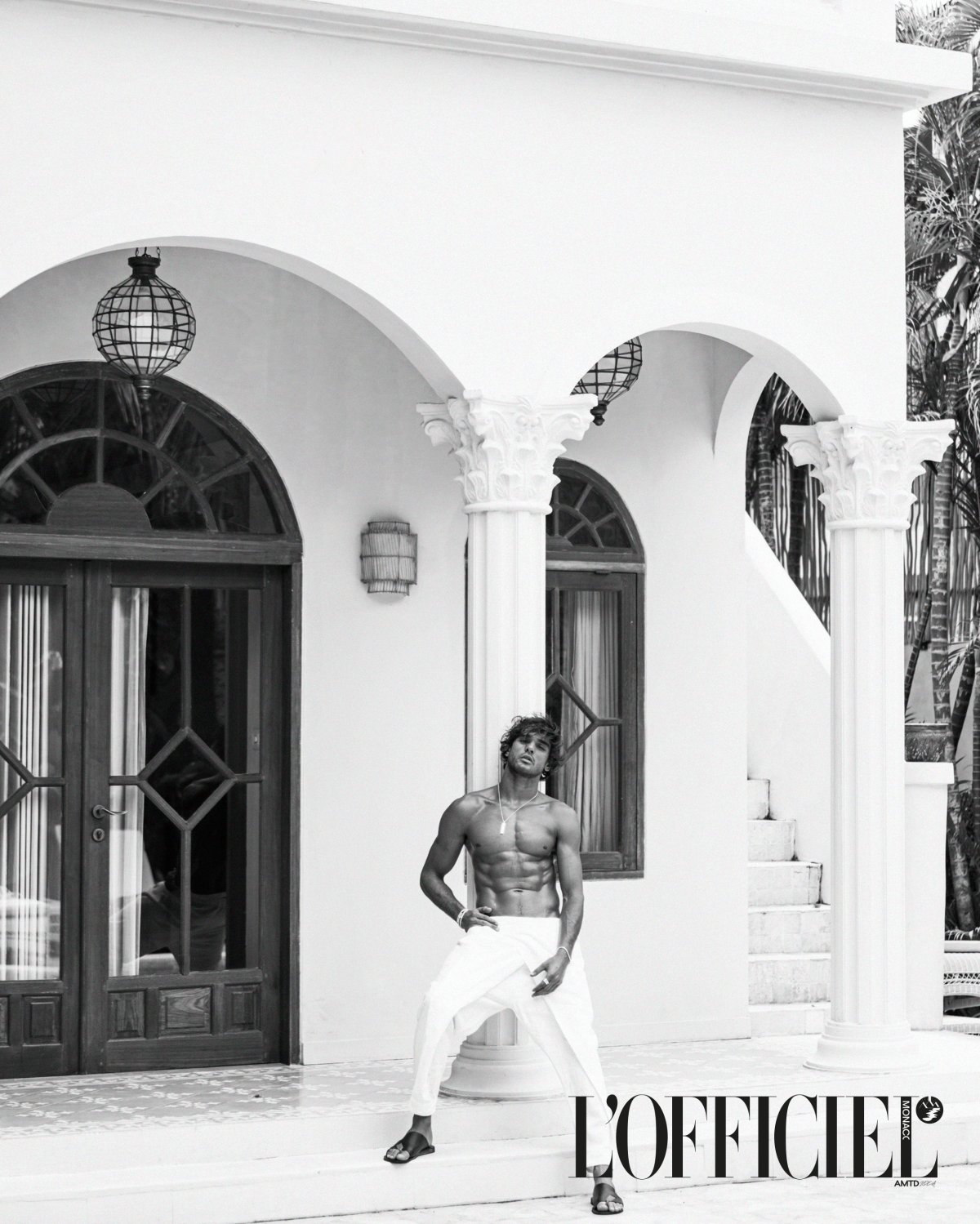 adult male man person door sword weapon staircase arch people